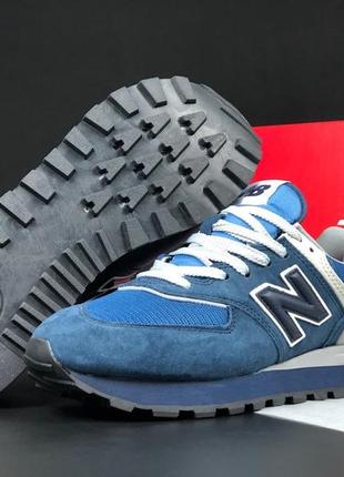 Мужские кроссовки new balance 574 classic темно синие с серым