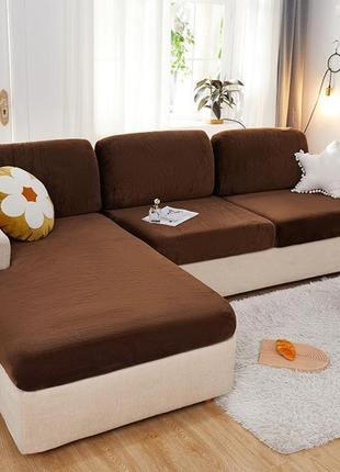 Універсальний чохол на диван, кутовий д.100-125/ ш.50-70/ в.5-20 см коричневий br12 фото