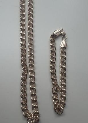 Позолочена цепочка + браслет тюсо комплект ланцюжок+браслет