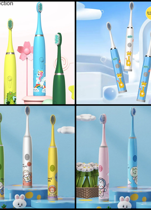 Дитяча зубна щітка електрична sonic toothbrush 6 до 12 змінних насадок1 фото