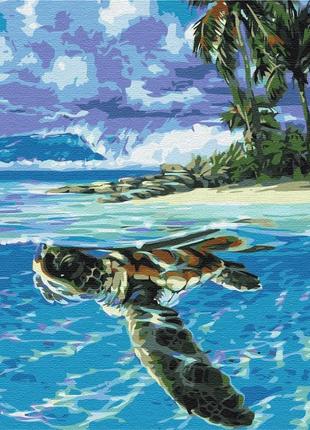 Картины по номерам "тропическая черепаха" раскраски по цифрам. 40*50 см.украина