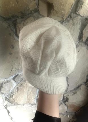 Чепчик кепка вязаная зимняя шапка вязаная теплая на девочку брендовая белая zara2 фото