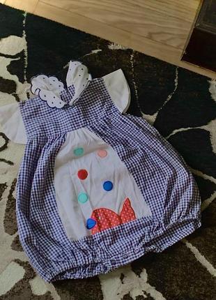 Человечек ползунки комбинезон платье на девочку малыша новое брендовое натуральное платье на малыша