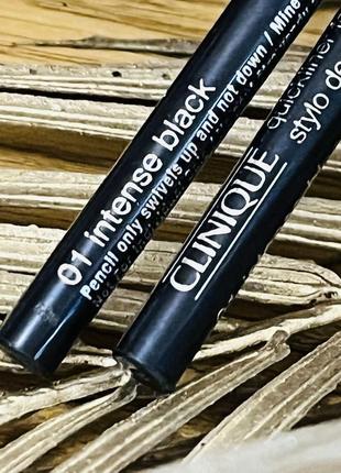 Оригінал олівець для очей чорний clinique quickliner for eyes intense 01 intense black2 фото