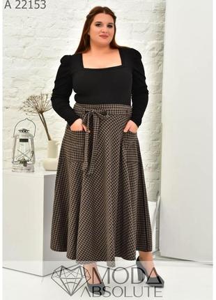 Темно-серая теплая длинная юбка с карманами батал с 50 по 80 размер3 фото