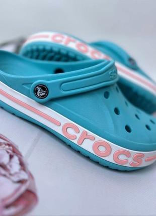 Женские кроксы сабо crocs bayaband bayaband ice blue/melon голубые