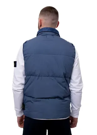 Жилет stone island crinkle reps down gilet in dark blue5 фото