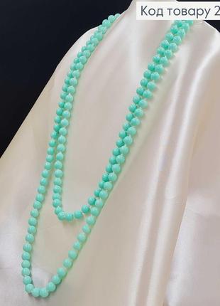 Ожерелье женское на шею бусы цвет нежно салатовый длина