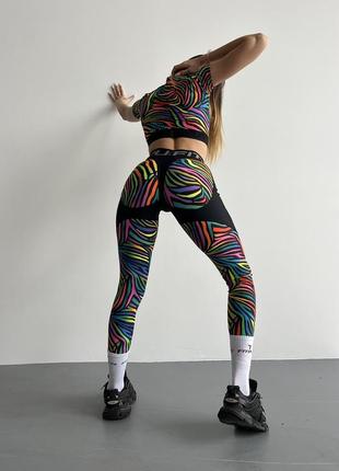 Леггинсы fitrun: leggings super nuts push-up "imperial zebra"4 фото