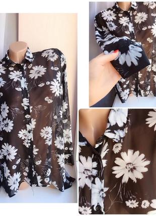 Черная шифоновая блуза в цветы atmosphere чорна шифонова блуза в квіти atmosphere4 фото