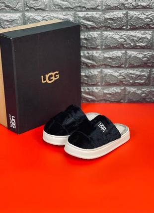 Женские комнатные тапочки ugg australia чёрные тапочки8 фото