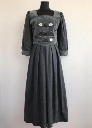 Дирндль баварское альпийское платье винтаж октоберфест замша шерсть