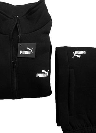 Теплий чоловічий спортивний костюм puma чорний (рефлектив)❄️