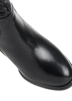 Ботфорты женские черные кожаные на высоком устойчивом каблуке,высокие сапоги,на меху 1668ц9 фото