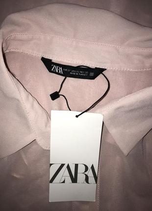 Zara полупрозрачная рубашка с накладными карманами4 фото