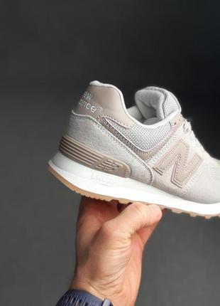 New balance 574 пудра пудровые кроссовки женские замшевые замша с сеткой весенние осенние демисезонные демисезонные топ качество бежевые с розовым2 фото