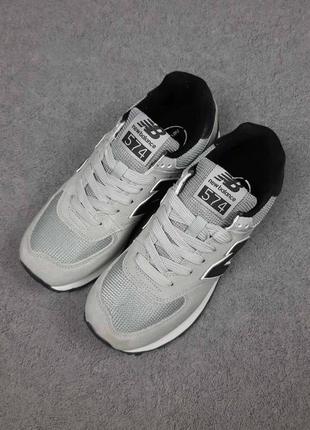 New balance 574 свет серые кроссовки женские замшевые замша с сеткой топ качество весенние осенние демисезонные демисезонные индонезия кеды серые9 фото