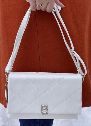 Стильная сумка-клатч белого цвета универсальная9 фото