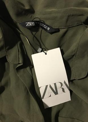 Полупрозрачная рубашка  zara с накладными карманами3 фото