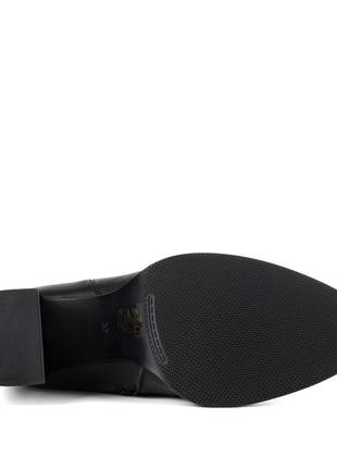 Сапоги женские зимние черные кожаные на толстом среднем устойчивом каблуке,высокие 1704ц8 фото