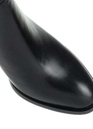 Сапоги женские зимние черные кожаные на толстом среднем устойчивом каблуке,высокие 1704ц5 фото