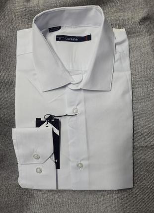 Рубашка белая мужская приталенная, белая рубашка, однотонная рубашка, рубашка приталенная белая, рубашка, мужская рубашка классика4 фото