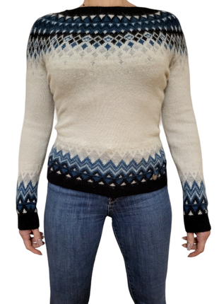 Tommy hilfiger женский свитер из смеси шерсти, белый, геометрический, с длинным рукавом