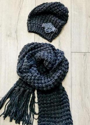 Роскошный комплект шапка шарф крупной вязки twin-set