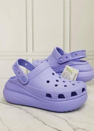 Крокс клисек клог платформа Краш лавандовые crocs classic clog crush platform lavander1 фото