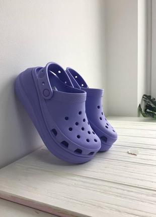 Крокс клисек клог платформа Краш лавандовые crocs classic clog crush platform lavander6 фото