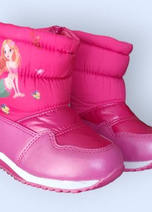 Зимові гарні чобітки, дутики черевики для дівчинки малинові русалока6 фото