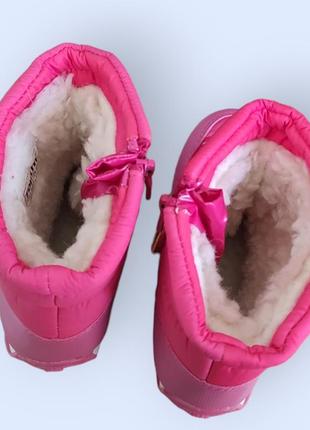 Зимові гарні чобітки, дутики черевики для дівчинки малинові русалока8 фото