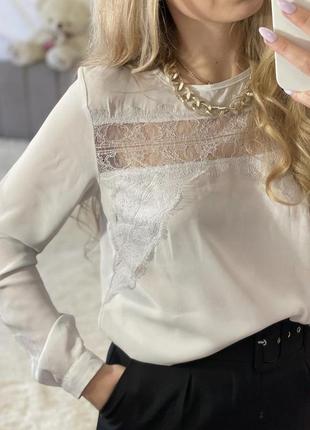 Красивая шифоновая блуза с кружевом4 фото