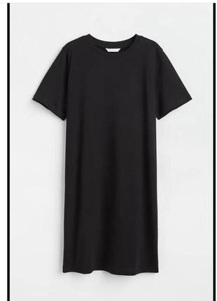 Новое трикотажное платье футболка черная s-m h&amp;m5 фото