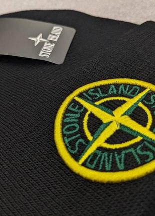 Тепла унісекс шапка stone island чорного коліру2 фото