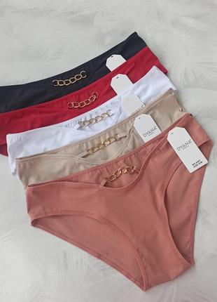 Женские трусики в мелкий рубчик с цепочкой