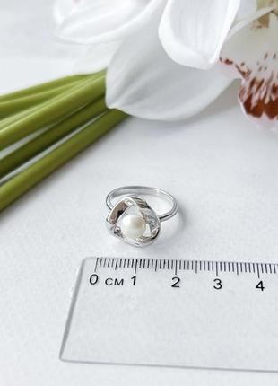 Срібний перстень з перлиною5 фото