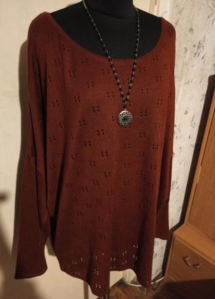 Жіночний,теракотовий светр-джемпер,великого розміру,quero,туреччина