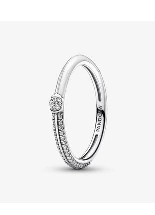 Каблучка перстень кільце колечко кольцо срібло пандора pandora silver s925 ale з біркою паве і біла емаль
