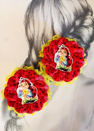 Яскраві бантики з сонечком,бантики з божою корівкою