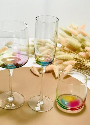 Різнокольоровий келих бокал для вина клер 6002 фото