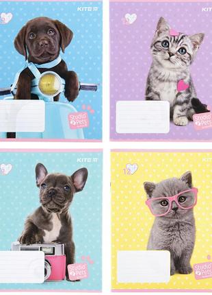 Зошит kite pets 12 листів у косу лінію, 12 листів в клітинку