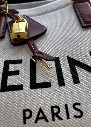 Женская сумка - шоппер celine beige бежевая9 фото