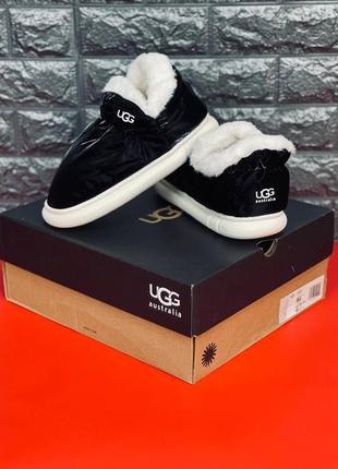 Женские сноубутсы ugg australia чёрные дутиши уличные тапочки на меху5 фото