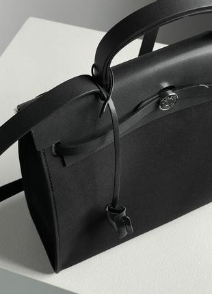 Сумка торба жіноча чорна брендована hermes2 фото