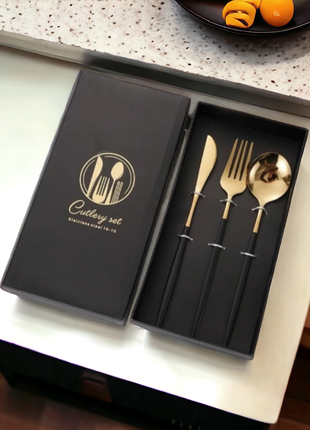 Набор столовых приборов 3 предмета  в подарочной коробке , столовые приборы в коробке