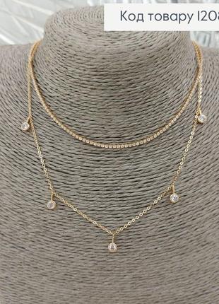 Підвіска жіноча 32,5+2,5см подвійний з камінцями 18к xuping