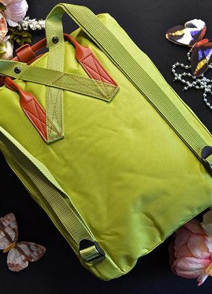 Рюкзак місткий зі шкіряною ручкою kånken зеленого кольору розмір 38*28*14 см2 фото