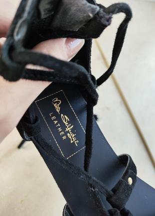Босоножки кожа черные на шнуровке гладиаторы на шнуровке сандалии чорные6 фото