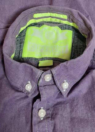 Стильная хлопковая рубашка фиолетового цвета superdry made in india, 💯 оригинал7 фото
